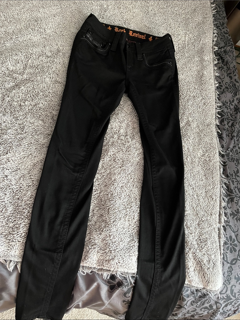 Rock Revival Men's Black Skinny Jeans with Subtle Stitching